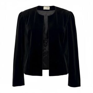 Vintage Rrrrruss Black Velvet Open Puff Shoulder Blazer Union Made in USA